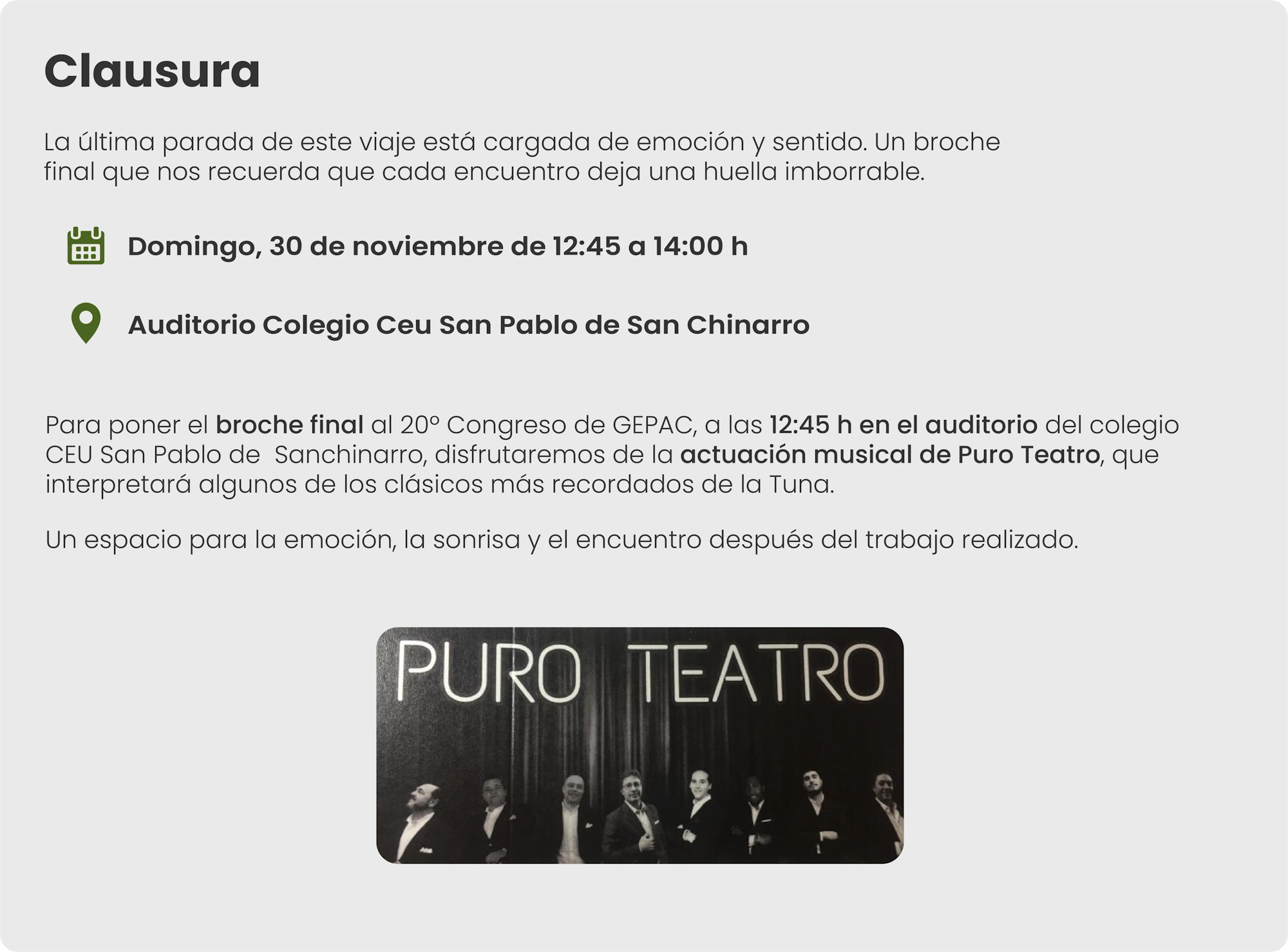 Clausura del 20º Congreso GEPAC